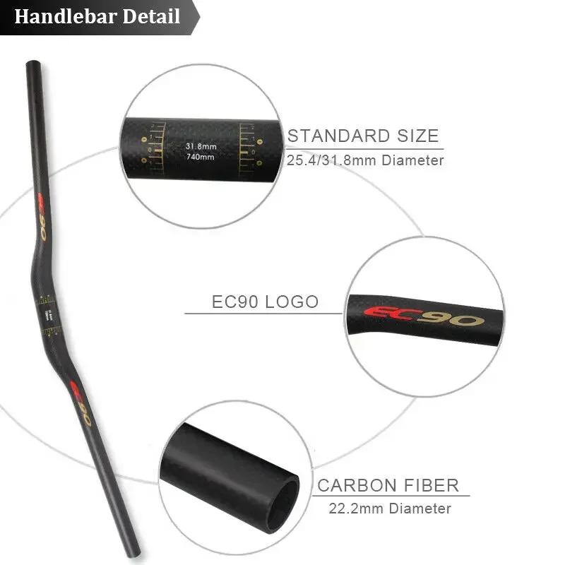 MTB Mountain Bike Horizontal Handlebar Carbon Bicycle Ultralight Straight Handle