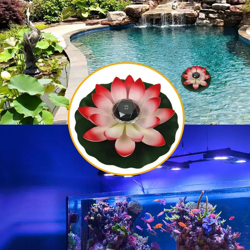 Solar Pool Lights Floating Lotus Solar Power Led Pond Lights Flower Pond Lights For Beach Outdoor Decorations Swimming Pool