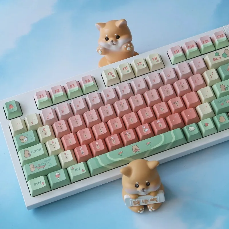 

MiFuny Capybara Watermelon Theme Keycaps Set PBT Sublimation QX3 Cherry Profile Key Caps for Mechanical Keyboard Accessories