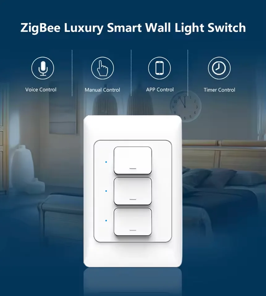 Smart Wall Switch VBU Tuya Zigbee 3.0 Wall Push Button Physical Switches Wireless Voice Remote Control Google Home Alexa