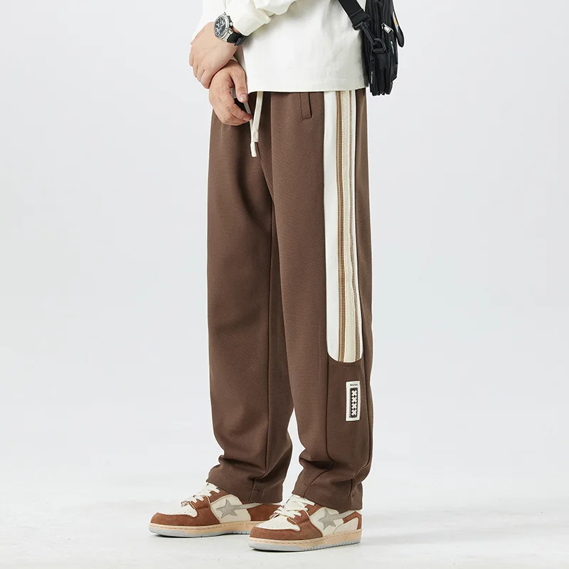 Men's autumn loose striped sweatpants plus size straight leg casual pants