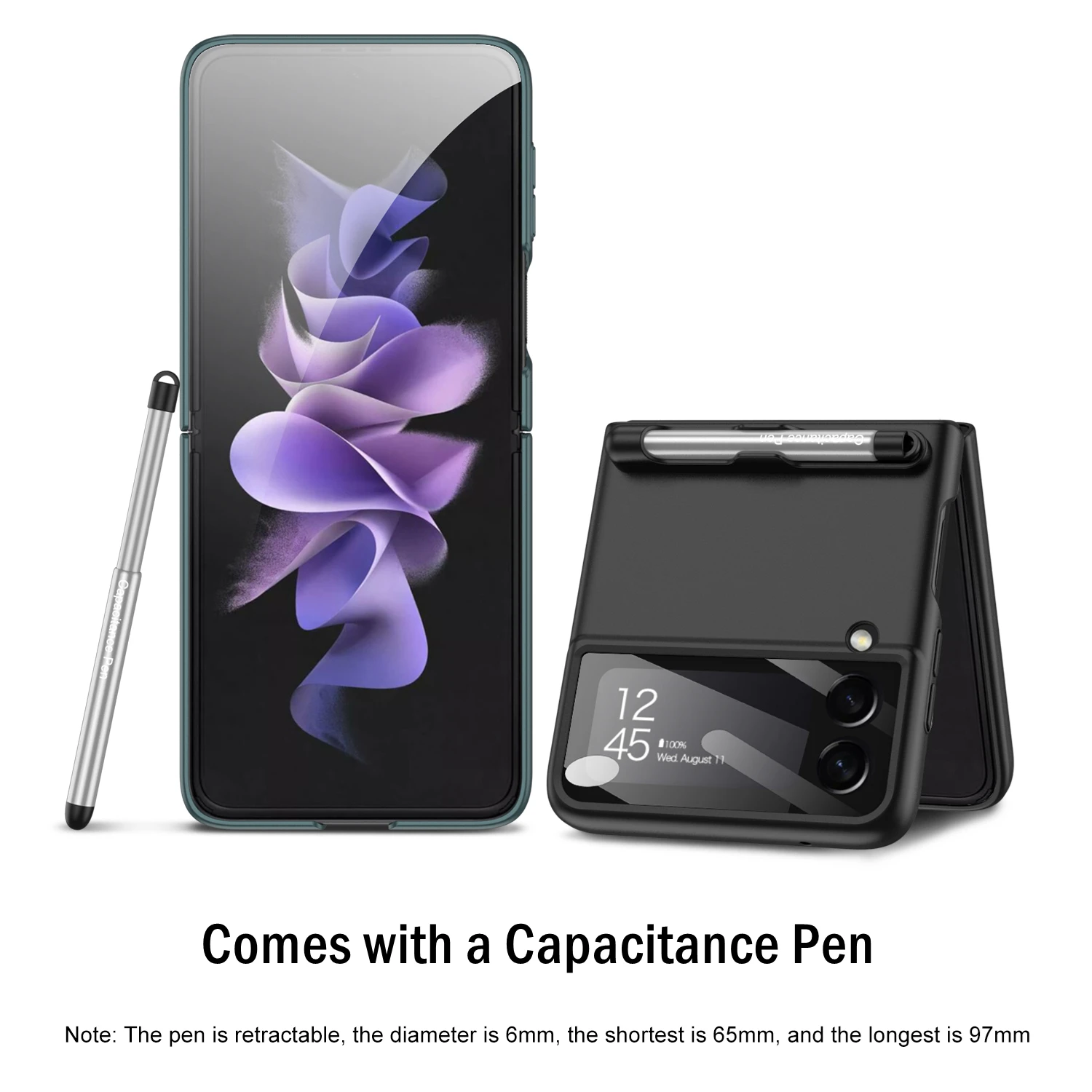 samsung z flip3 case Case With Capacitance Pen for Samsung Galaxy Z Flip 3 Flip3 5G 2022 Case with Pen Slot Camera Lens Glass Full Protection Fundas case for samsung z flip 3
