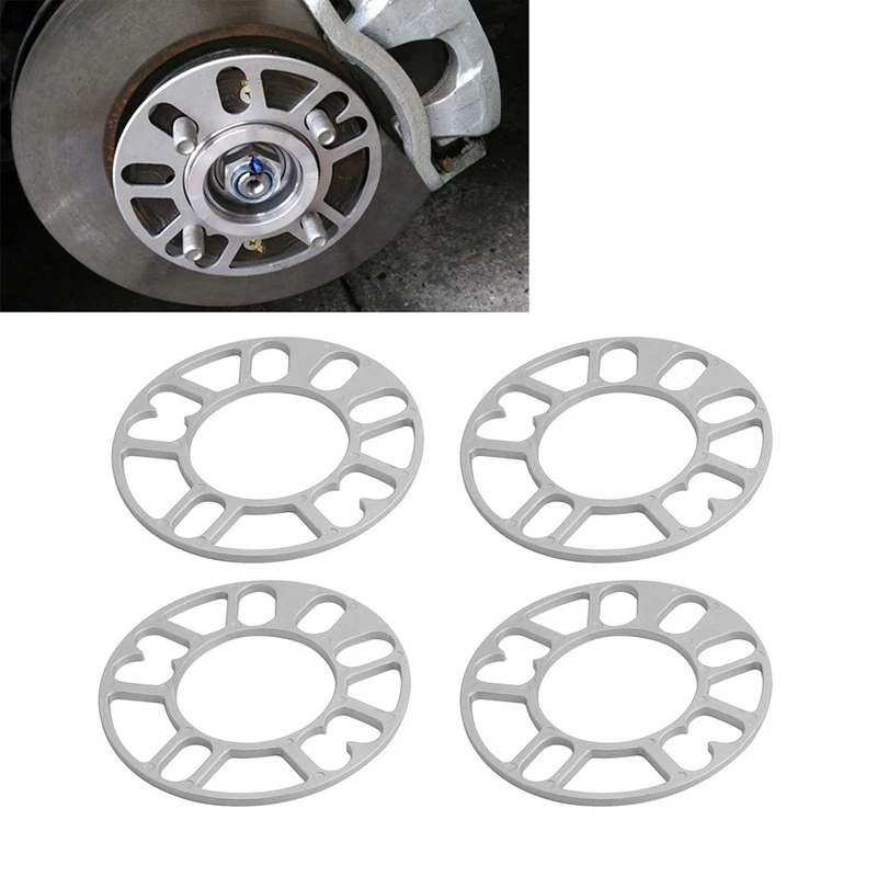 8Pcs Aluminum Wheel Spacers Shims Plate Auto Wheel Spacers 5Mm Stud For 4X100 4X114.3 5X100 5X108 5X114.3 5X120