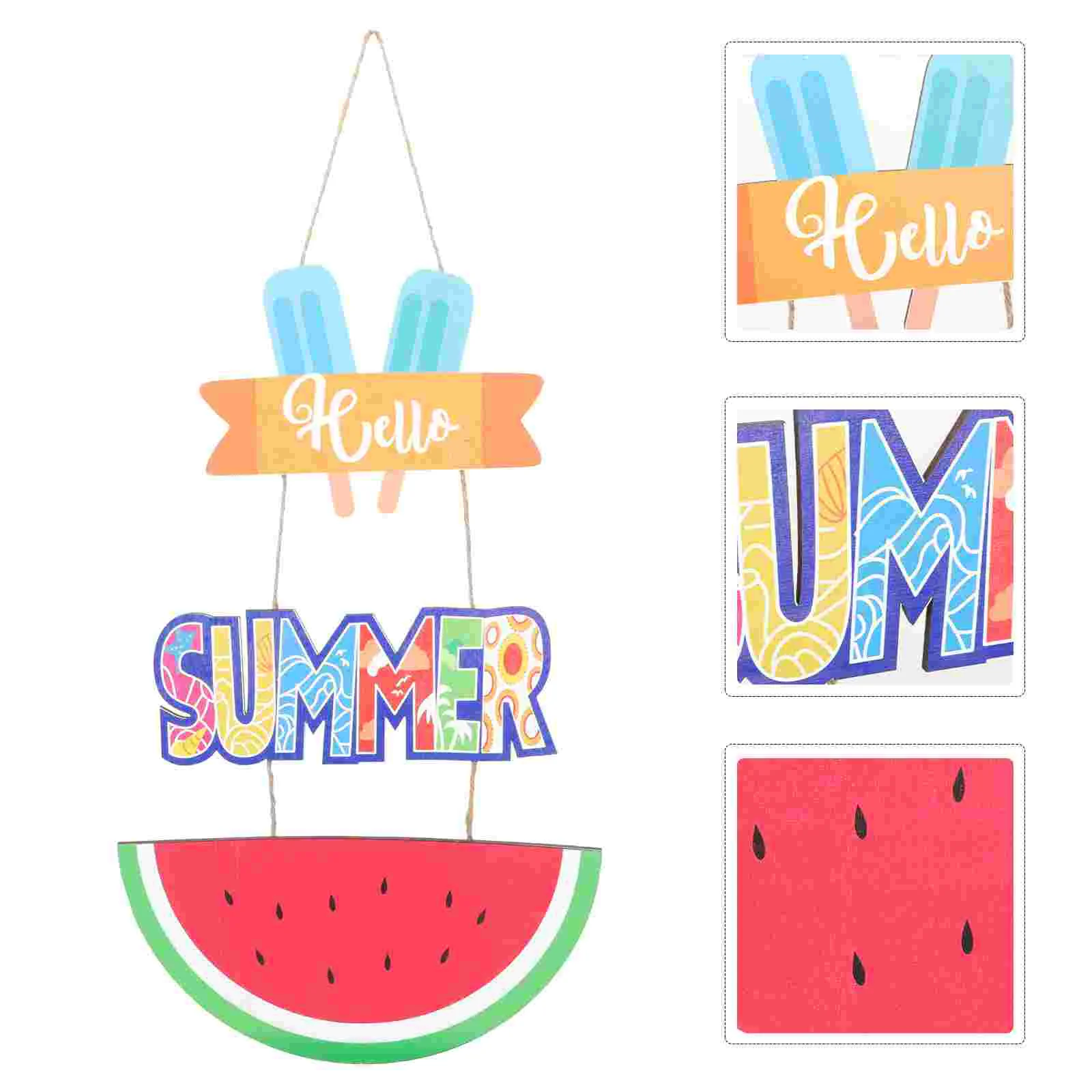 

Summer Decoration Pendant Wooden Hanging Signs Hello Creative Door Crafts Pendants Ice Cream Garland