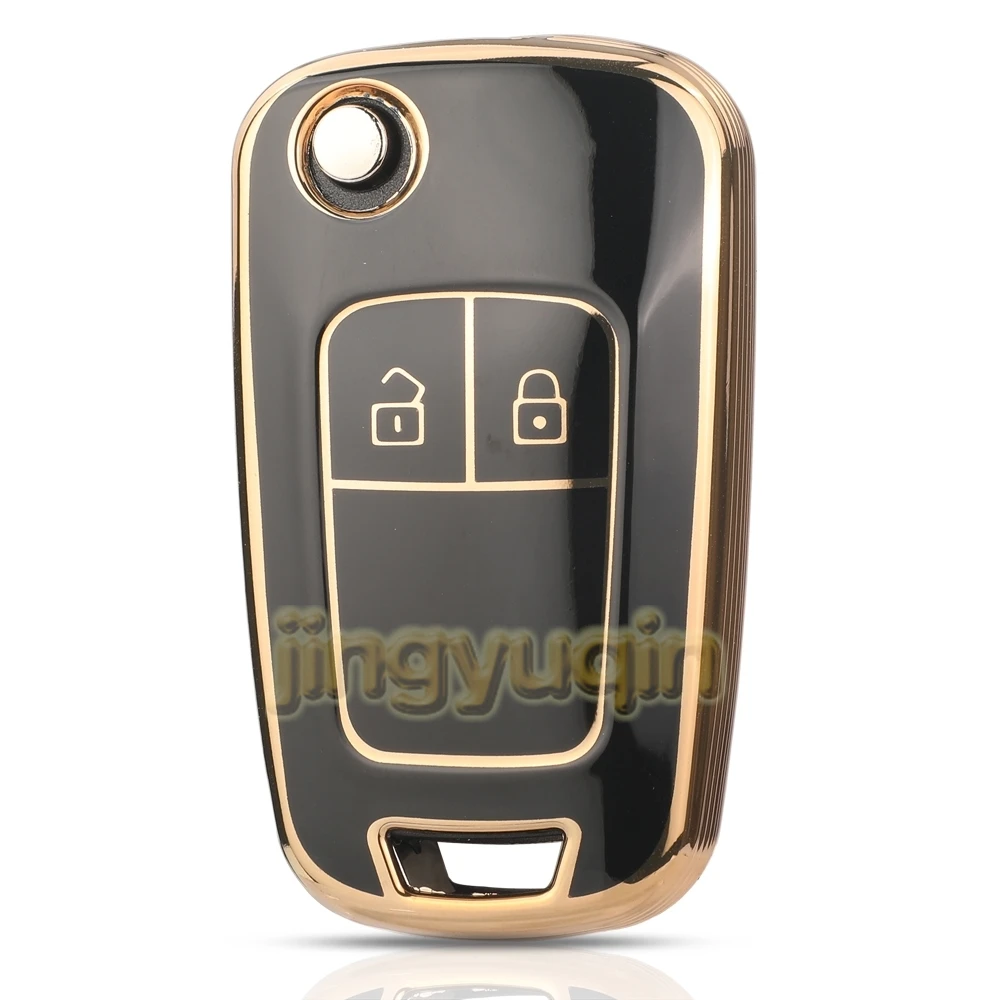 Jingyuqin 2 Buttons Soft TPU Car Key Cover Case For