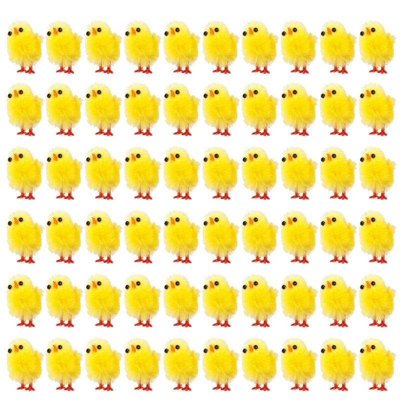 

Easter Mini Chicks Pack of 60 Plush Chicken Figurines Cake Toppers Decor