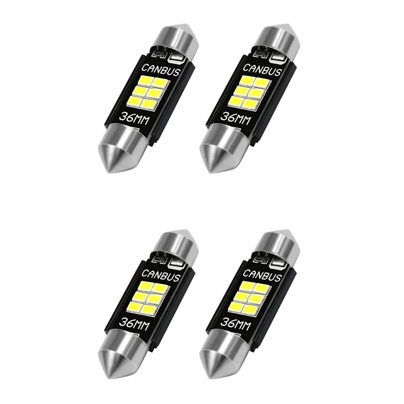 4X 400 Lumens 3020 Chipset Canbus Error Free LED Bulbs 36Mm Festoon De3175 6428 Xenon White