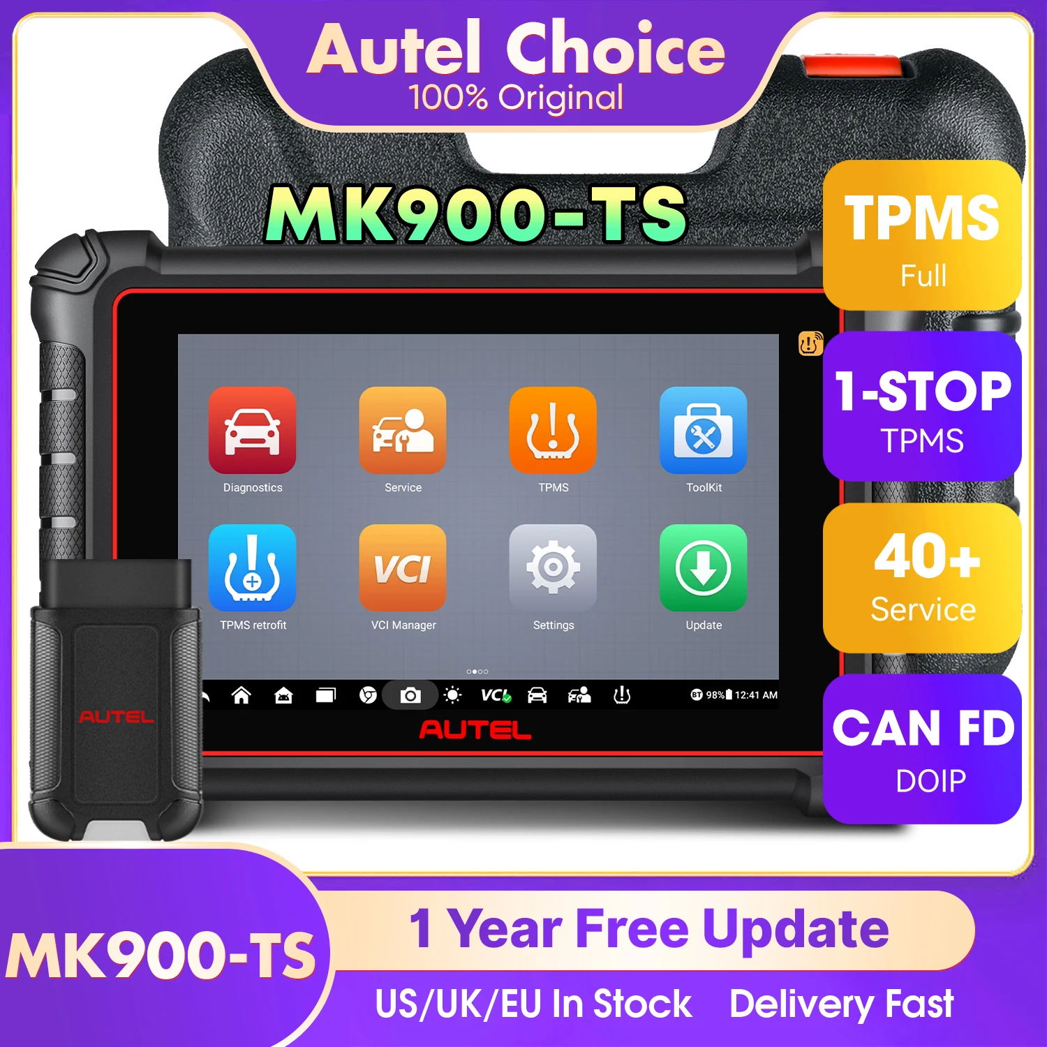 Autel MaxiCOM MK900-TS MK900TS Diagnostic Scanner Full TPMS Wireless Auto Scan Tool DoIP CAN FD Upgrade of MK808S TS MX900TS
