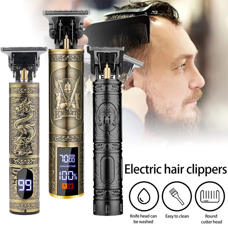 Electric Hair Clipper T9 Vintage For Men Professional Barber Hair Cutting Machine Portable UBS Rechargeable Beard Trimmer