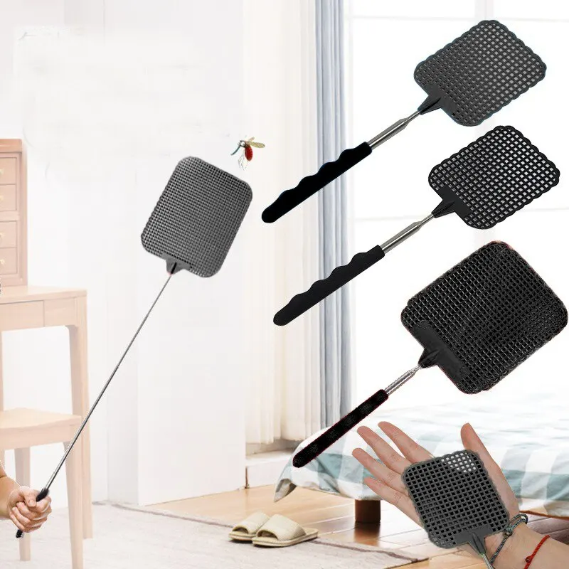 5 Pack Black Creative Fly Swatter Mosquito Swatter Stainless Steel Expansion Design Fly Repellent Supplies fly swatter