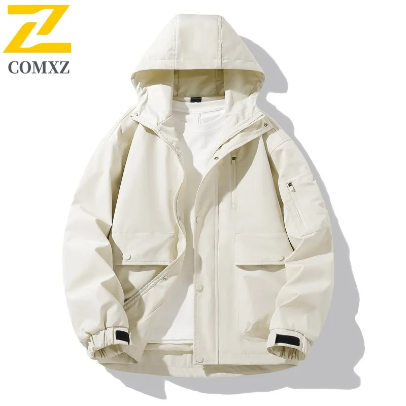 COMXZ Mens Jacket Minimalist Hooded Mountaineering Windproof Jacket Daily Wear Comfortable Lightweight Autumn Outdoor Clothing