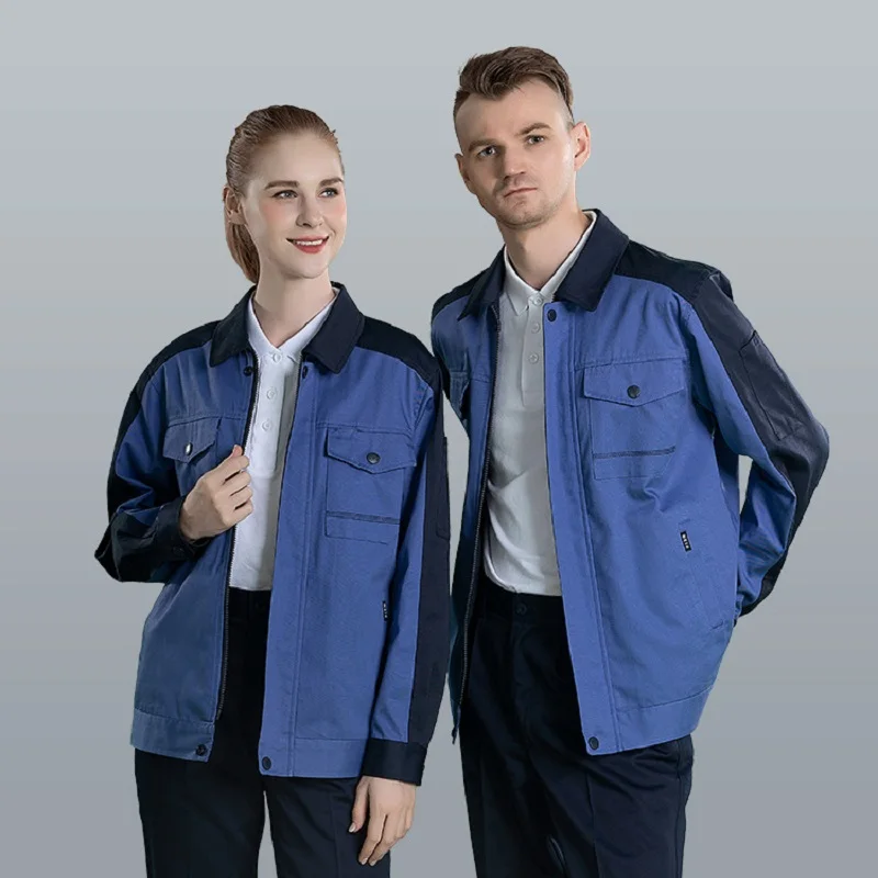 Work Clothing Set Factory Workshop Working Uniforms Durable Wear Resistant Mechanical Worker Coveralls Contrast Color Workwear4x