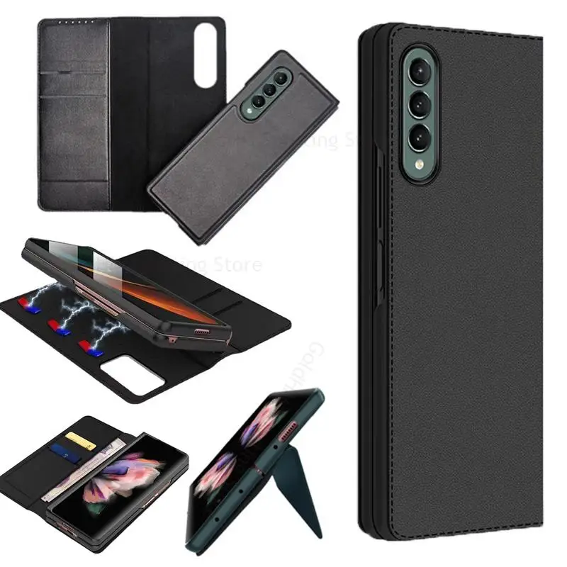 

Кожаный чехол-книжка с магнитной застежкой для телефона Samsung Z, складной чехол для телефона с разрезом, отделениями для карт, чехол для Galaxy Z, Fold4, 3, 2 дюйма, чехол с подставкой