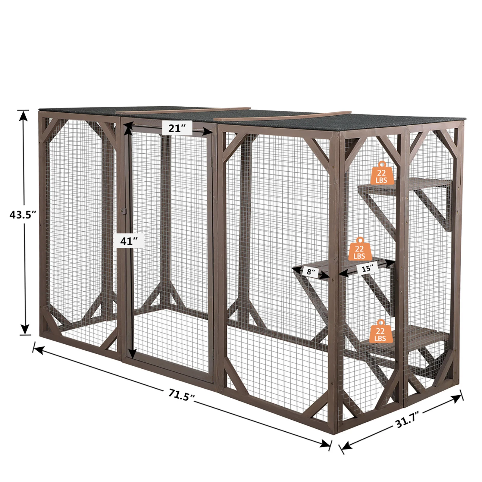 Spacious wooden cat cage with waterproof roof Cat Cage Large Indoor Large Indoor House Outdoor Cat House