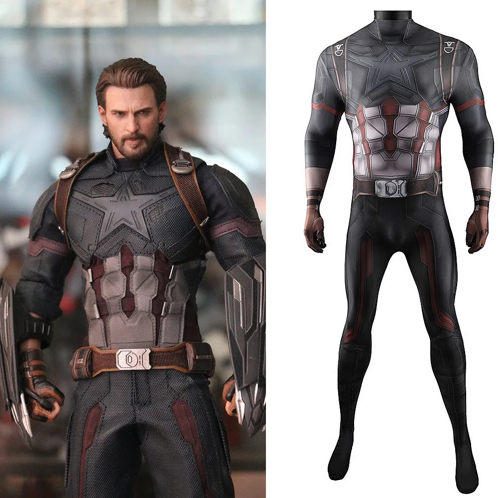 

Infinity War Avengers Captain America Cosplay Costume Superhero 3D Printed Spandex Captain America Zenzai Suit Halloween Costume