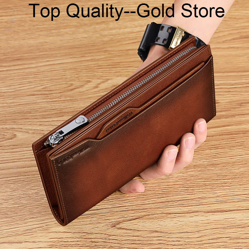 

Wallet Men's Long Coin Purse Gentleman's Holding Driver's License Bag Leather Large Capacity