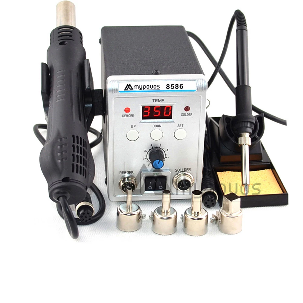 750W 8586 2 In 1 Digital ESD Hot Air Gun Soldering Station Welding Solder Iron For IC SMD Desoldering Rework Tools 220v 2