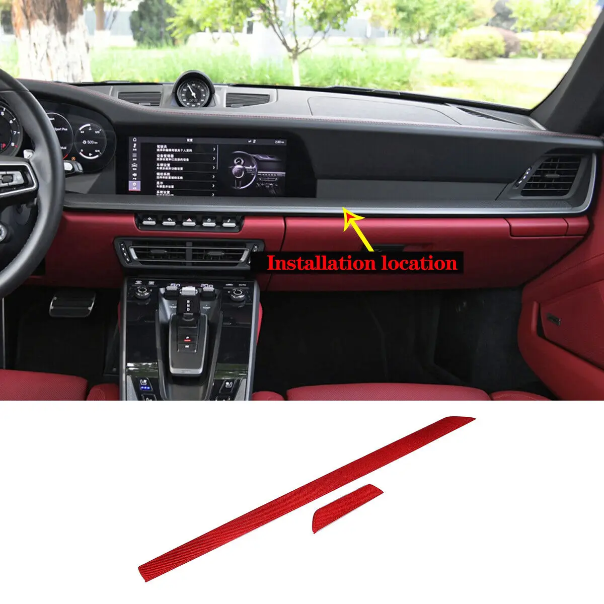 

Red Real Carbon Fiber Center Control Instrument Strip For Porsche 911 2019