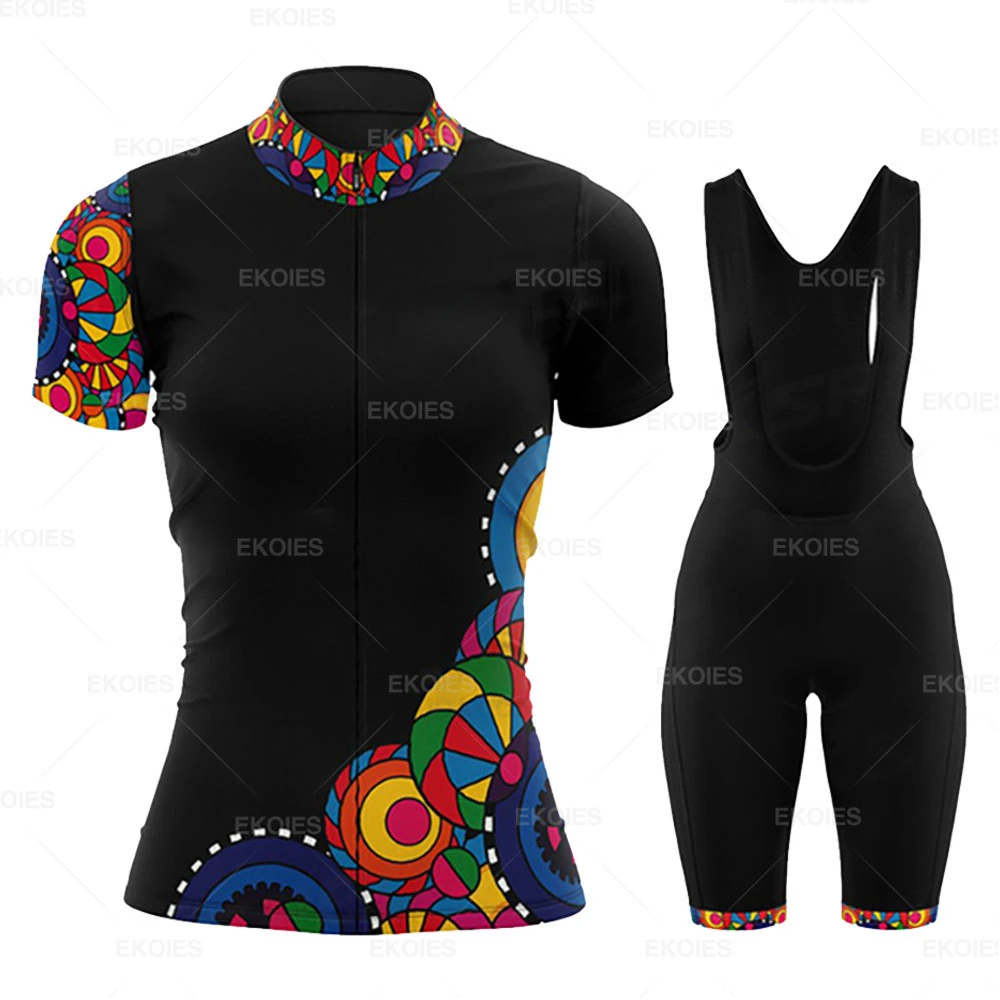 Women Cycling Jersey Bib Pant Set Summer