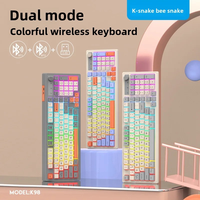 Firefly K98 Bluetooth Wireless Dual Mode Keyboard Mechanical Sensation Desktop Laptop Office Business Glowing Key