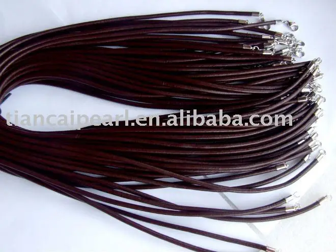 

100pcs DIY Jewelry Findings-20 inch Brown 3MM Smooth Round Leather Necklace For Charm Jewelry