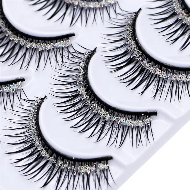 5 pairs Stage catwalk eyelash color flash Glitter sequins performance Bushy of fake eyelashes false lashes eye lashmakeup set
