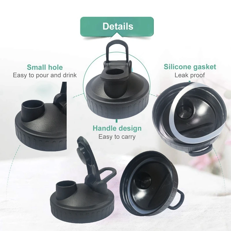 A24F-Jar Lids Wide Mouth,Flip Cap Lid With Handle With Leak-Proof Seal And Easy Pour Spout,Reusable Canning Lids