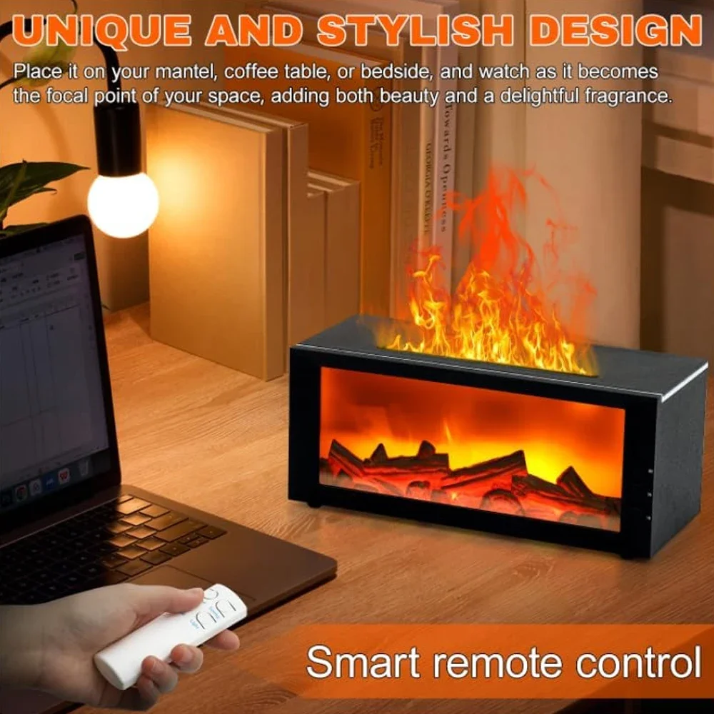 Upgraded 300ml Fireplace Diffuser Essential Oil 7 Colorful Large Flame Fire Humidifier Changing Aroma Diffuser for Aromatherapy 6