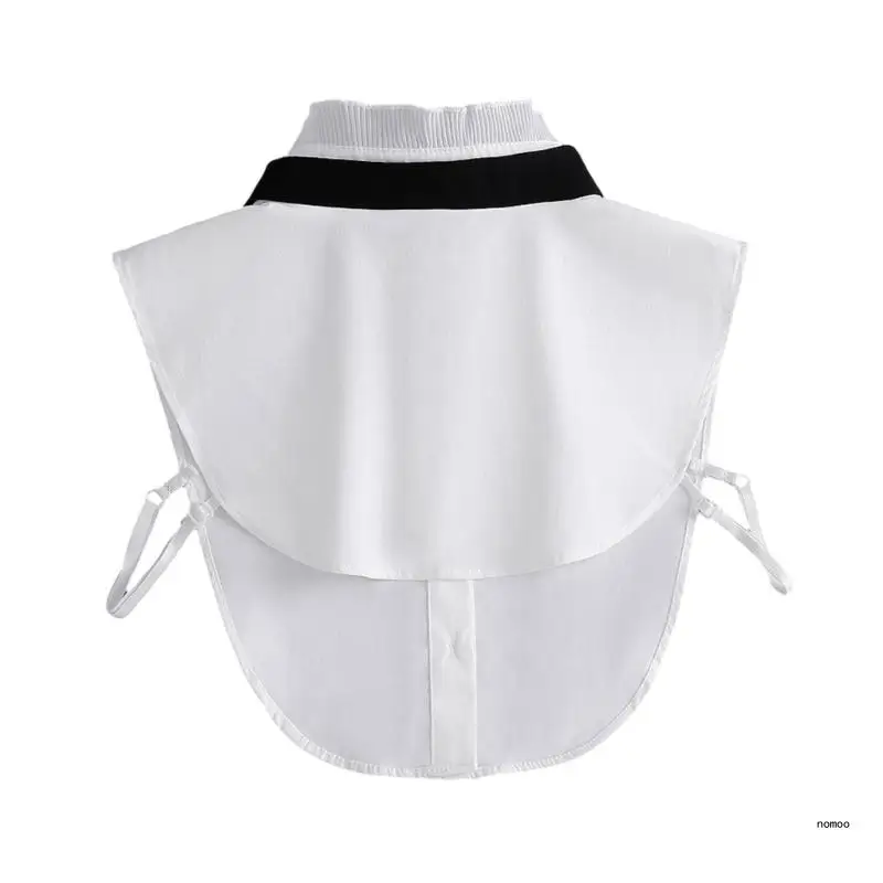 

Элегантный свитер с накладным воротником для девочек, свитер с декоративным накладным воротником и бантом