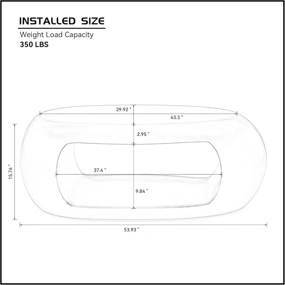 LUMISOL 53.93” Oval Coffee Table, Modern Sturdy Fiberglass Coffee Table with Storage Shelf, 2-Tier Center Cocktail Table for 6