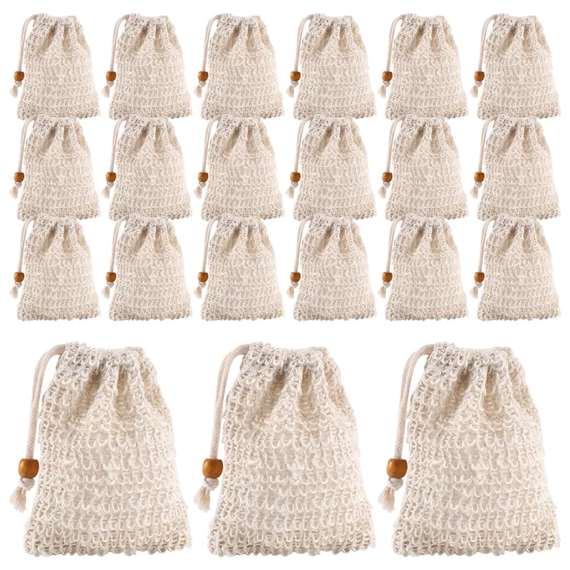 

40 упаковок, отшелушивающие пакеты для мыла, сетчатый мешок для мыла из сизаля с кулиской для использования в ванной и душе