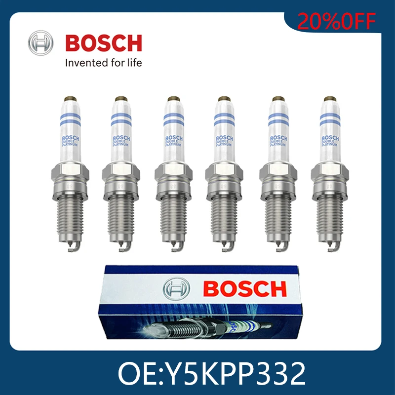 

BOSCH Original Genuine 6pcs Automotive Double Platinum Spark Plugs For VW 1.2 1.4 TGI TSI VW 0241145523 Y5KPP332 Car Candle Tool