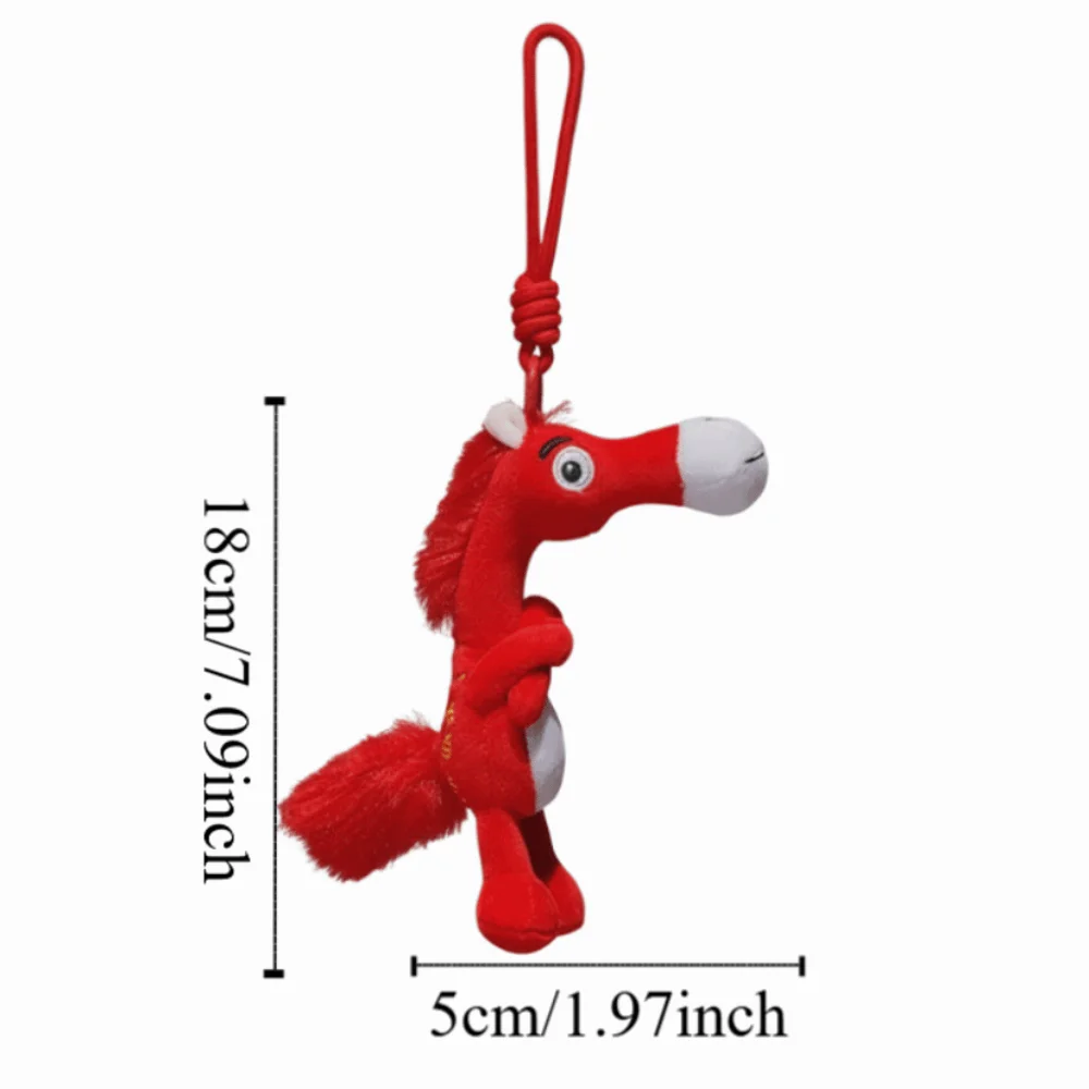Portable Elegant Zodiac Horse Mascot Soft Chinese Mascot Horse Plush Doll Toy Key Chain Decoration Bag Charm Collection