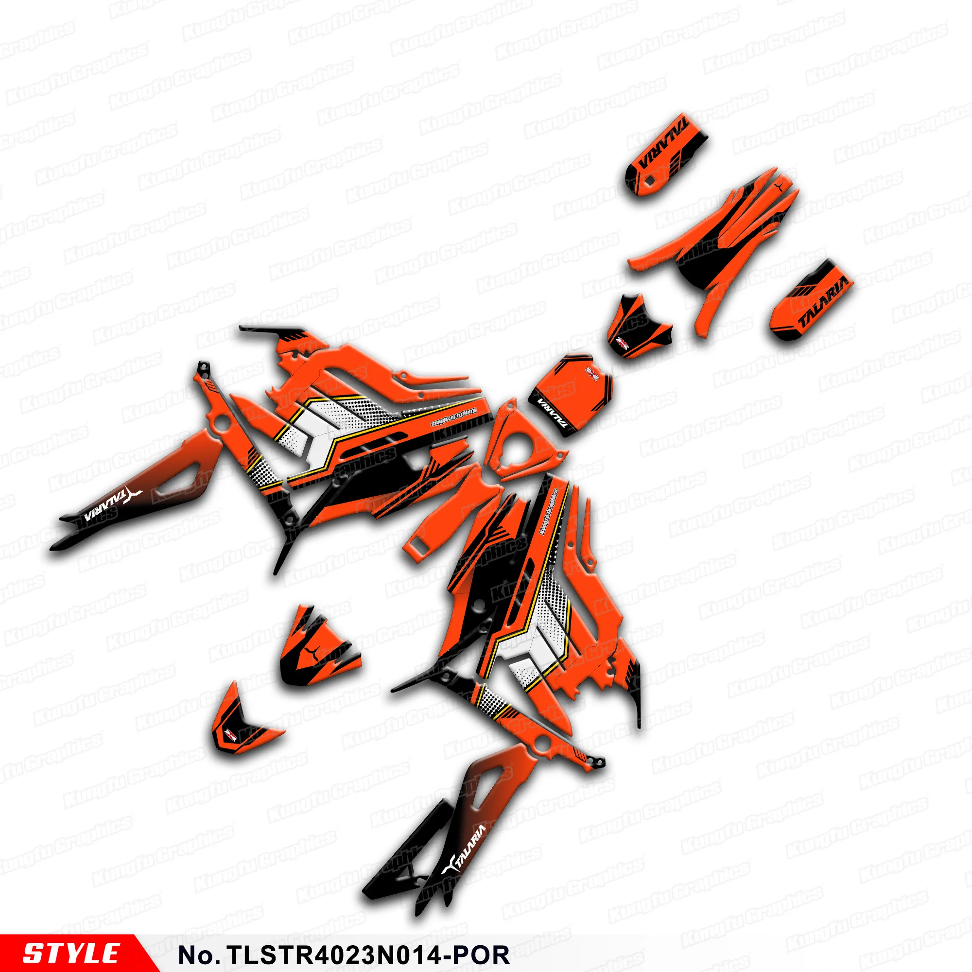 

Aftermarket Graphics Custom Sticker Vinyl Wrap Orange for Talaria Sting R MX L1E / SX3 Electric Motorcycle, TLSTR4023N014-POR