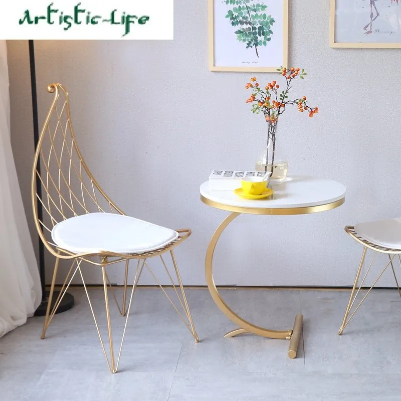 

ArtisticLife Nordic Marble Round Coffee Table Small Apartment Light Luxury Living Room Balcony Small Coffee Table Free Shipping
