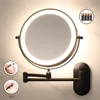 8 inch Makeup Mirror Black/Chrome 3x/5x/7x/10x Magnifying Double Side Battery Powered Bathroom 3 color light Cosmetic Mirrors 1