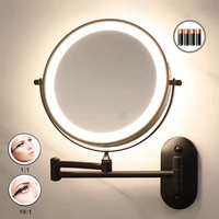 8 inch Makeup Mirror Black/Chrome 3x/5x/7x/10x Magnifying Double Side Battery Powered Bathroom 3 color light Cosmetic Mirrors 1