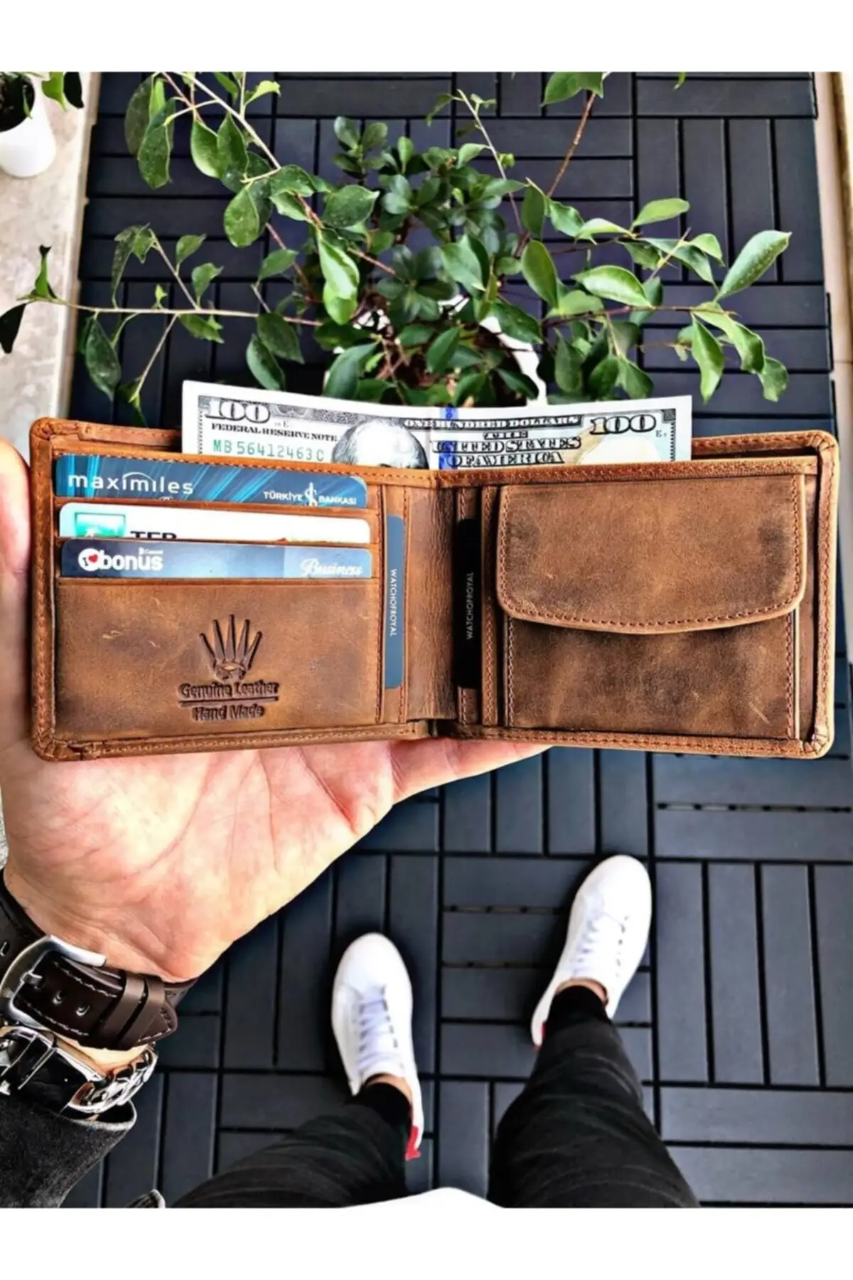Taba Genuine Leather Wallet Card Holder Gifts For Men Multi Compartment Money Bags Father's Day Birthdays Coin Holder With Snaps