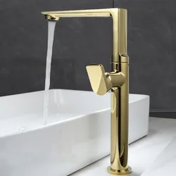 New Arrival Sink Faucet Bathroom Hot and Cold Gold Single Lever Basin Water Mixer Tap Bathroom Brass White Brush Gold Mixer