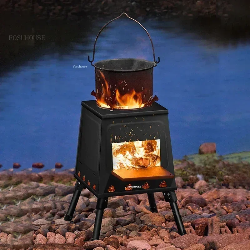 Portable Outdoor Fire Pits Camping Cooking Stove Foldable Brazier Mobile Pot Stove Wood Stoves Villa Courtyard Heating Fire Pit
