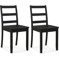 Set of 2 Wooden Armless Kitchen Chairs , Non-Slip Foot Pads, Farmhouse Style High Ladder Back Wooden Dining Room Chairs 1