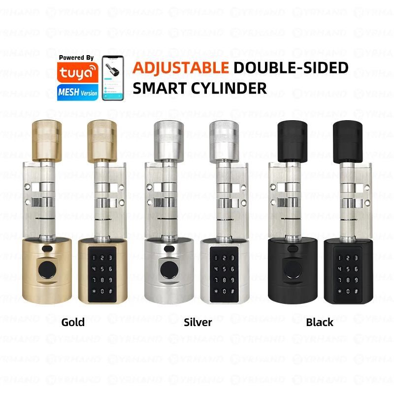 Euro Tuya APP Fingerprint Bluetooth Free adjustment Cylinder Smart Door Lock El