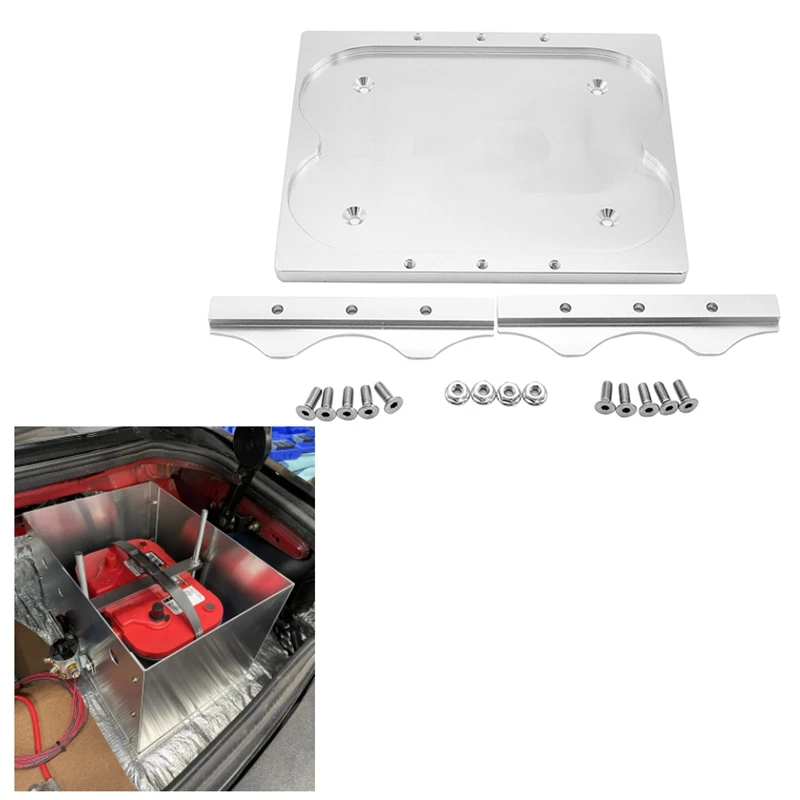 

For Optima 34/78 Silver Battery Holder Tray Relocation Bracket Mount Aluminum Bracket Hold Down Clamps Kit