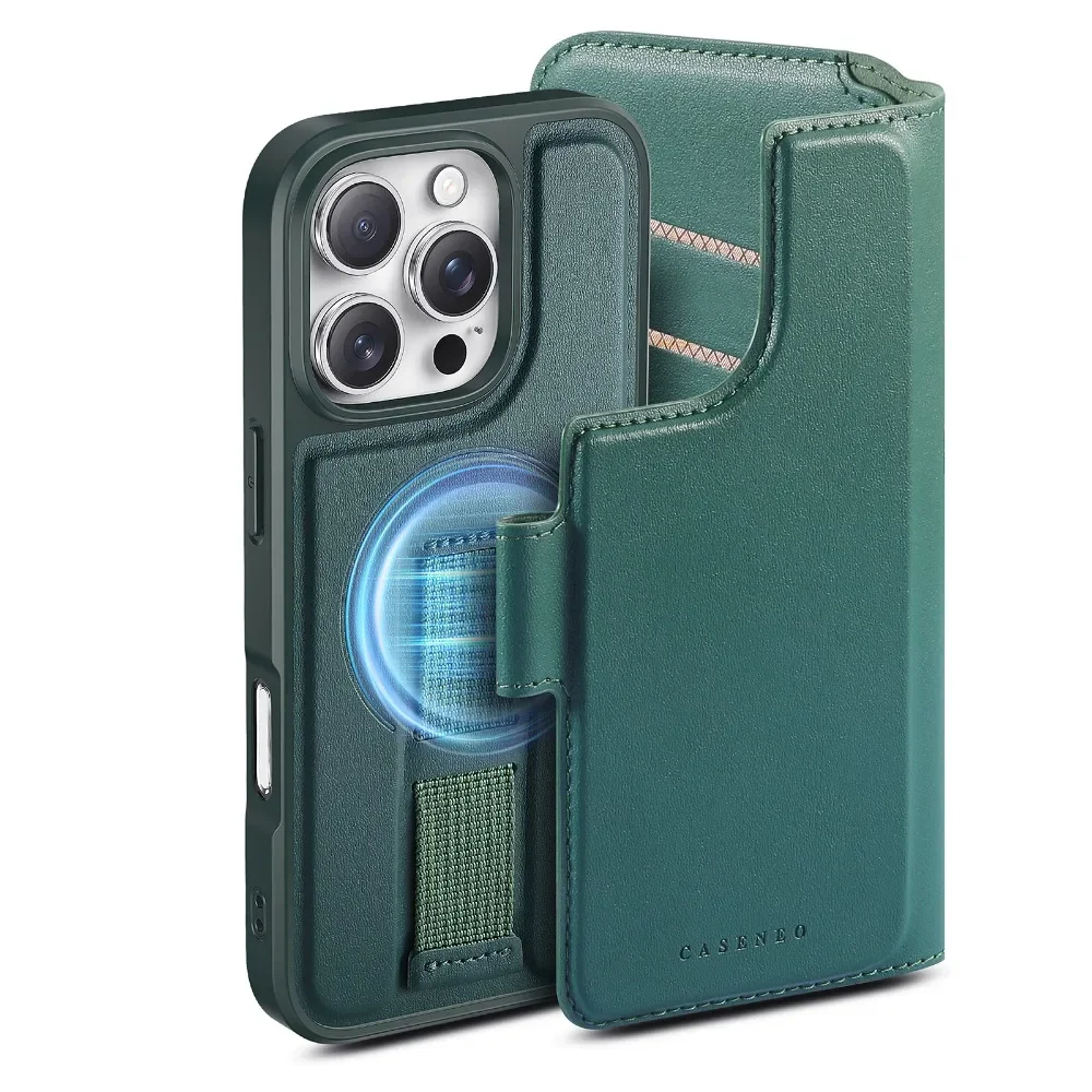 Detachable Magnetic Wallet with Card Holder and Flip Leather Protective Cover