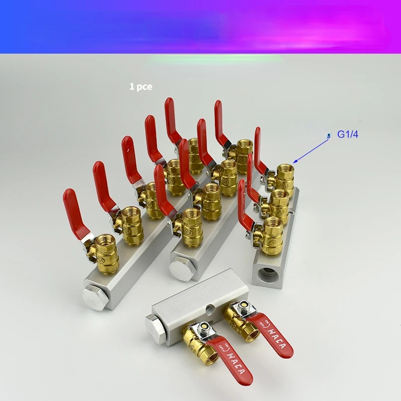 "30X30 G1/2 G1/4 female thread manifold ball valve air distribution