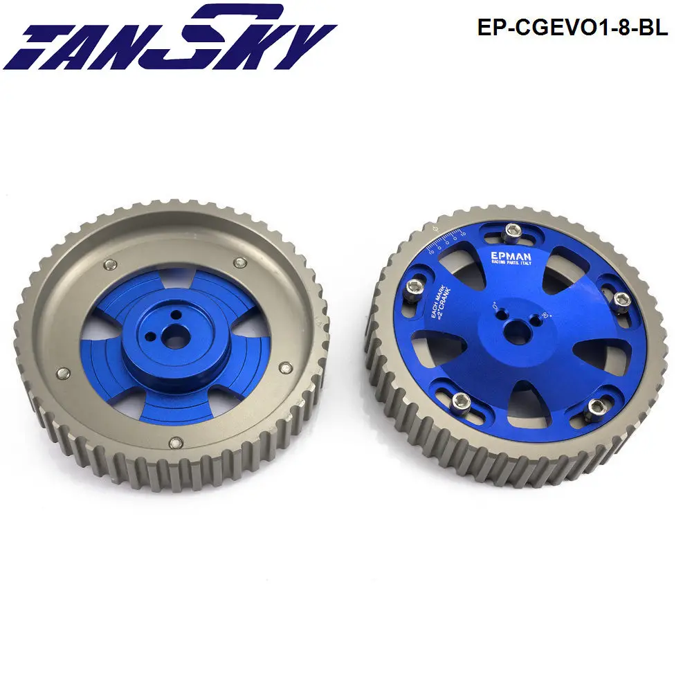 2Pcs Adjustable Cam Gear Aluminium Timing Gear Pulley Kit For Mitsubishi Lancer EVO 1 2 3 4 4G63 4G63T Engine EP-CGEVO1-8-BL