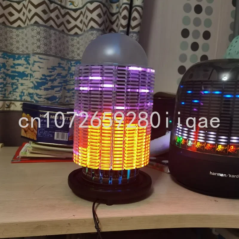 

RGB Full-color Music Spectrum Display Cylindrical Acrylic Voice Control Wire Control Remote Clock Animation Diameter 160mm