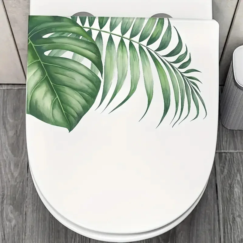 Wall Stickers Toilet Stickers Tropical Green Plant Leaf Bathroom Home Decoration Vinyl Animal Decals Art Poster