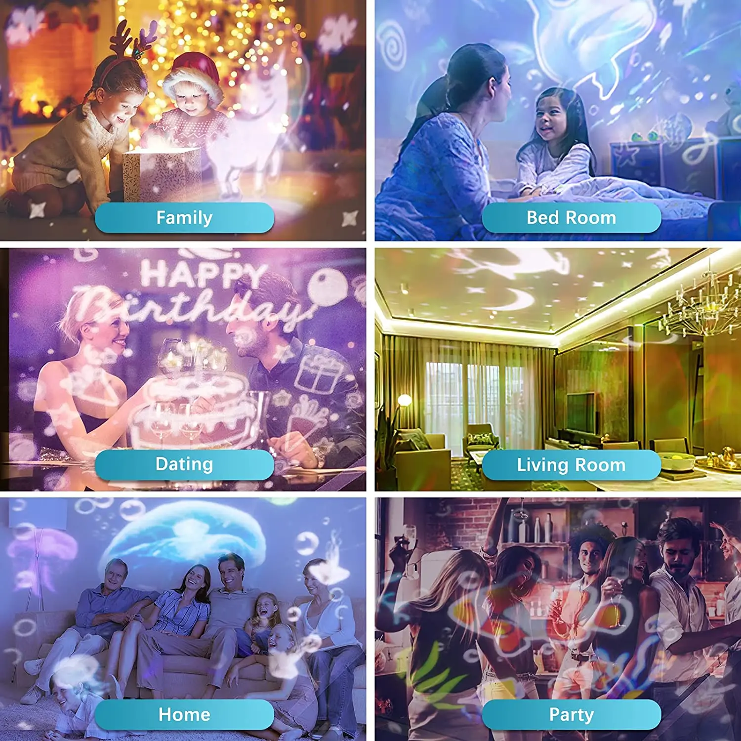 Galaxy Star Ocean Projector Night Lights by Music Speaker Starry Sky Projection Lamp for Home Room Decor Kids  Adults Baby Gift