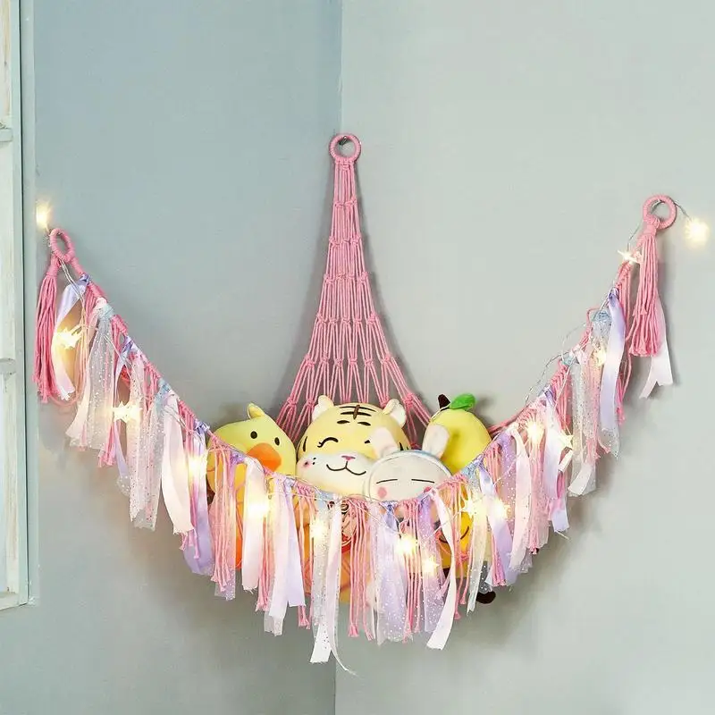 Plush Toy Hammock Net Corner Net Stuffed Animal Holder Storage Hammock Nets Toy Net Holder Stuffed Animal Hammocks Toy Mesh for